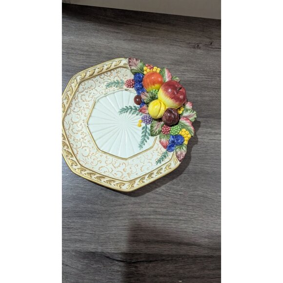 Fitz & Floyd Venezia ceramic Canape Plate With Fruit Motif - Picture 3 of 8